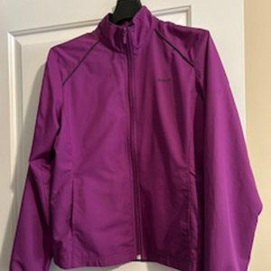Women Reebok Jacket (Purple, Gray Trim) Size Medium Zipper Enclosure Active Wear